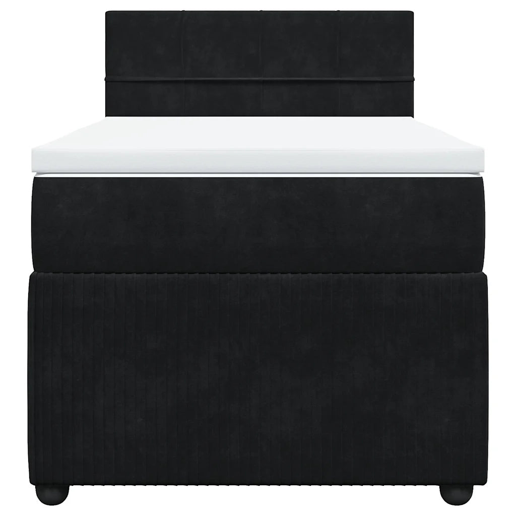 Giroletto a Molle con Materasso-Struttura Letto Nero 80x200 cm in Velluto 570480