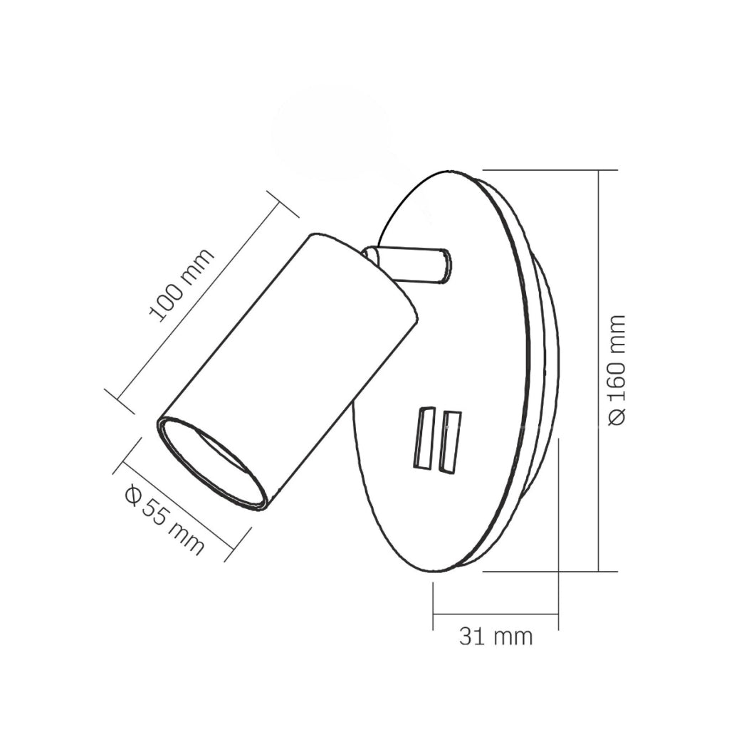 Applique Videx bianca LED 5W calda, spot GU10, 2 interruttori