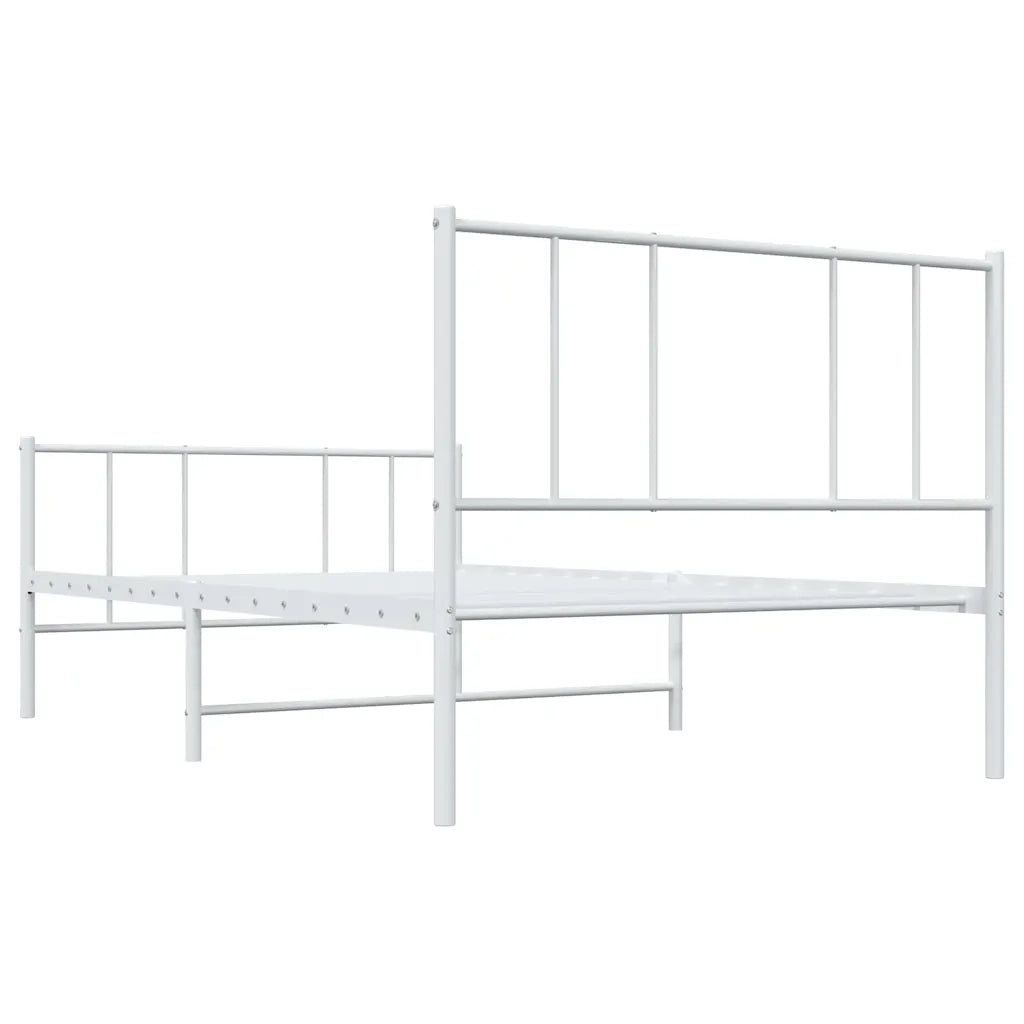 Giroletto con Testiera e Pediera Metallo Bianco 90x190 cm 352539