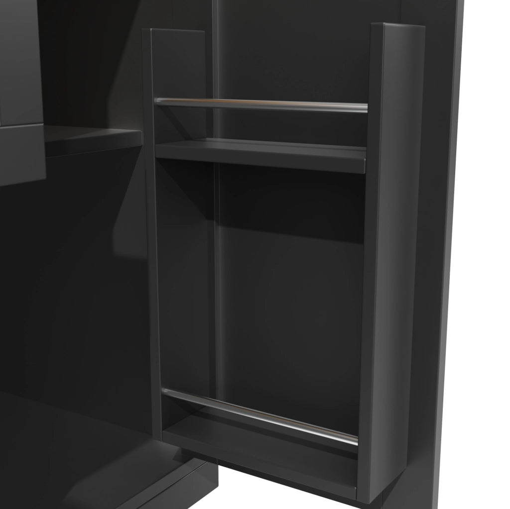 Isola cucina 140x40x93,5 cm in MDF nero con piano ribaltabile e ruote