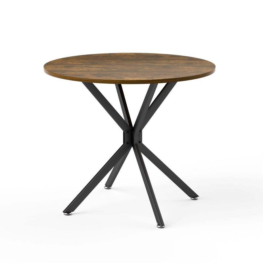 Tavolo da pranzo rotondo per 1 a 4 persone con gambe regolabili, retrò, per cucina, marrone e nero, 90 × 90 × 78 cm