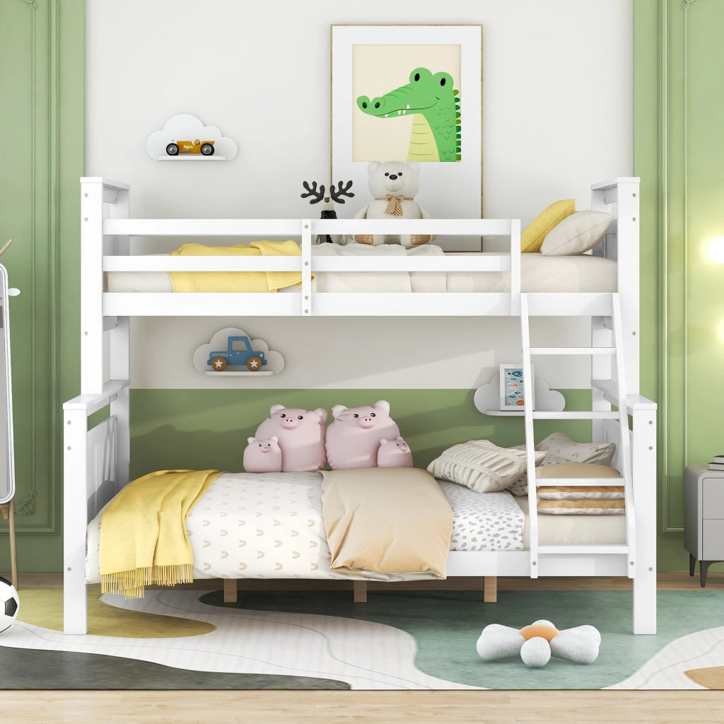 Letto a castello 90×200 cm e 140×200 cm; 3 posti; convertibile in 2 letti; senza materasso; bianco