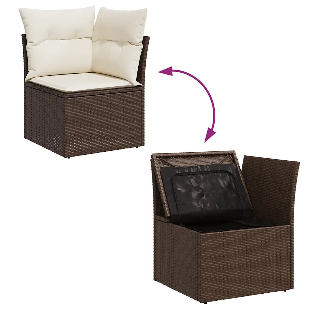 Set Divani da Giardino 9pz con Cuscini Marrone in Polyrattan 3326294