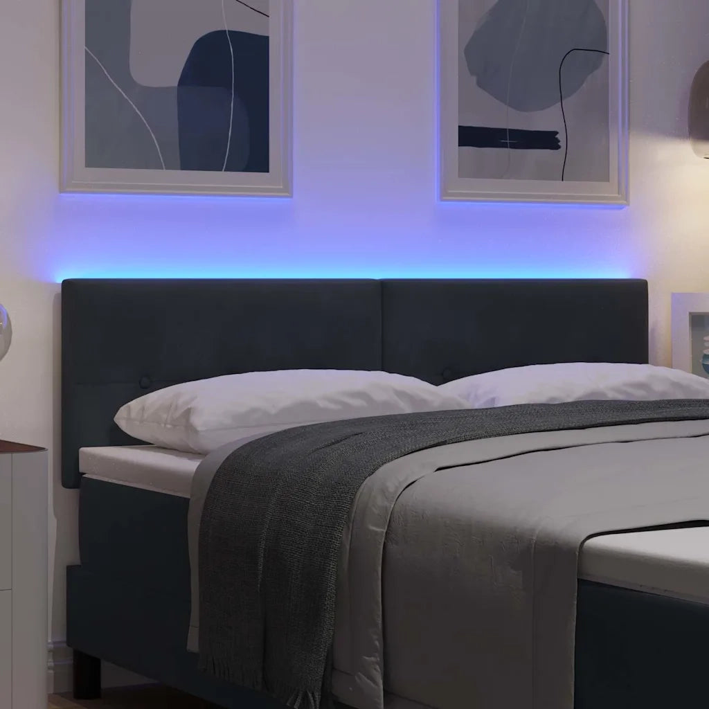 Testiera | Testata LED con strisce LED Grigio 160 cm Velluto