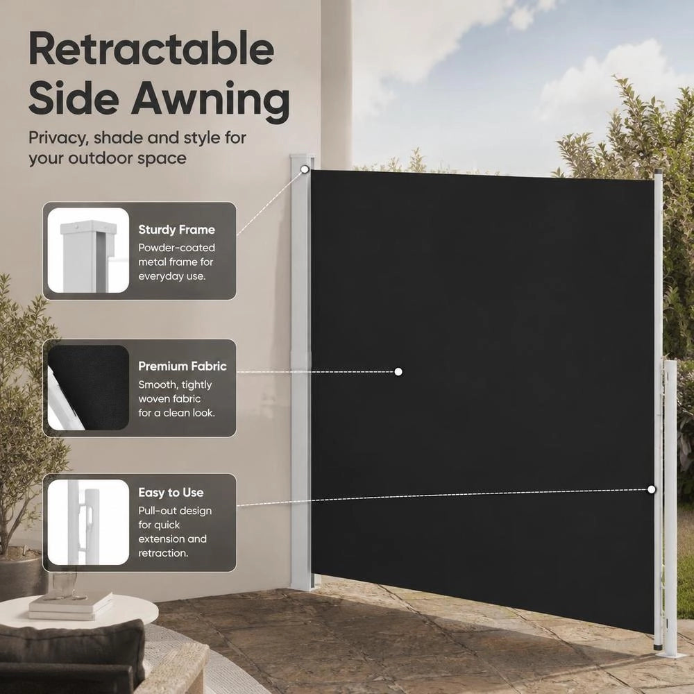Extendable Side Awning 220x300 Cm Black