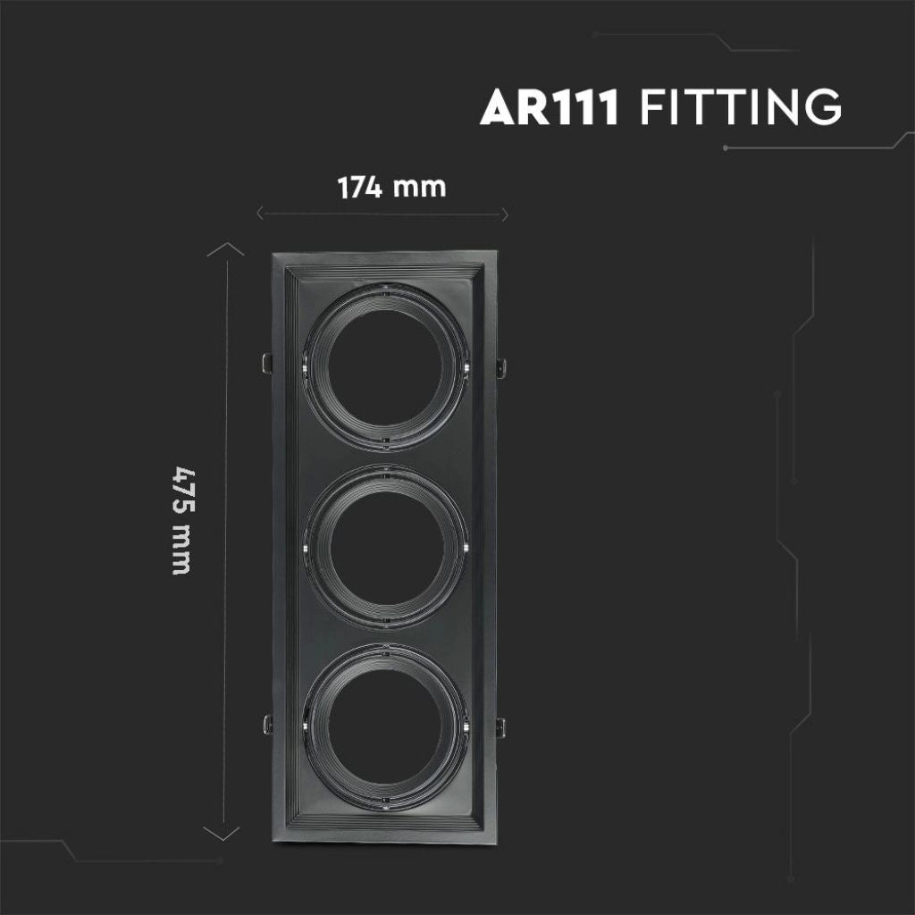 V-TAC VT-7223 Portafaretto Porta AR111 Triplo Colore Nero - SKU 35831