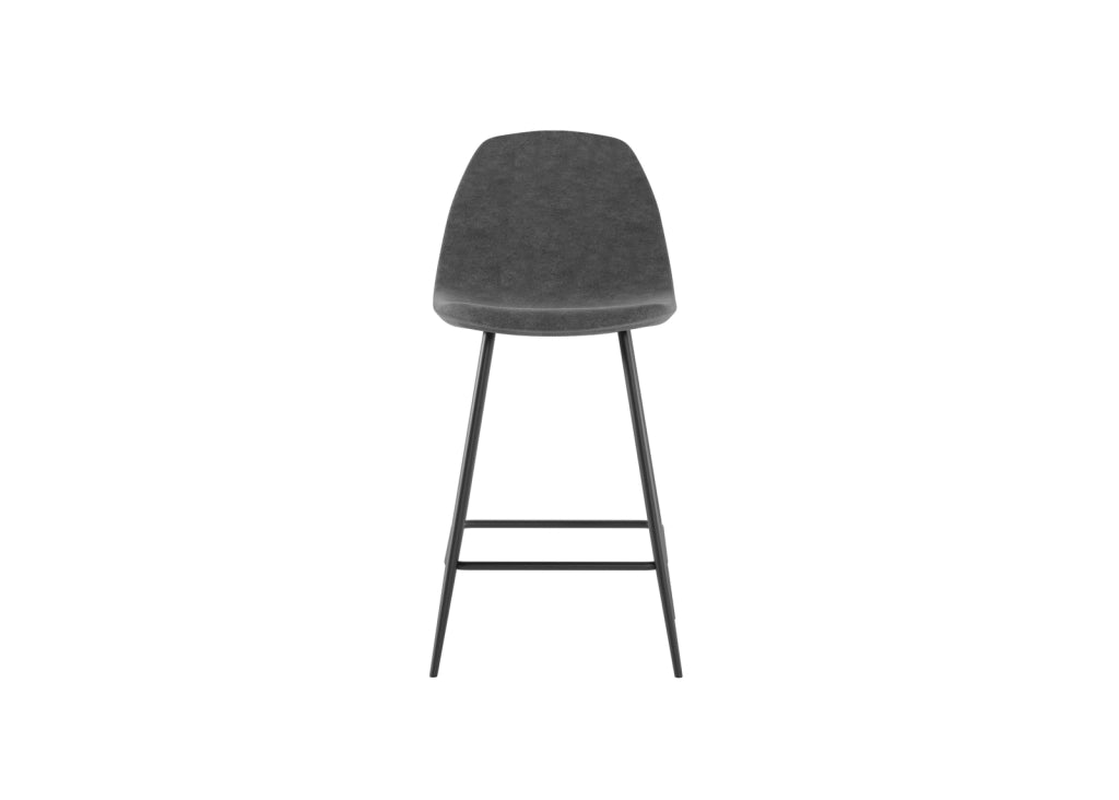 Sgabello Brigitte Grigio Vintage in Similpelle con Struttura in Metallo Antracite - Design Industriale per Arredo Interni Moderno