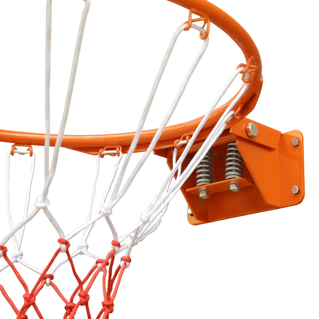 Canestro da basket con rete da 45 cm a doppia molla in ferro e nylon arancione per campi e canestri domestici