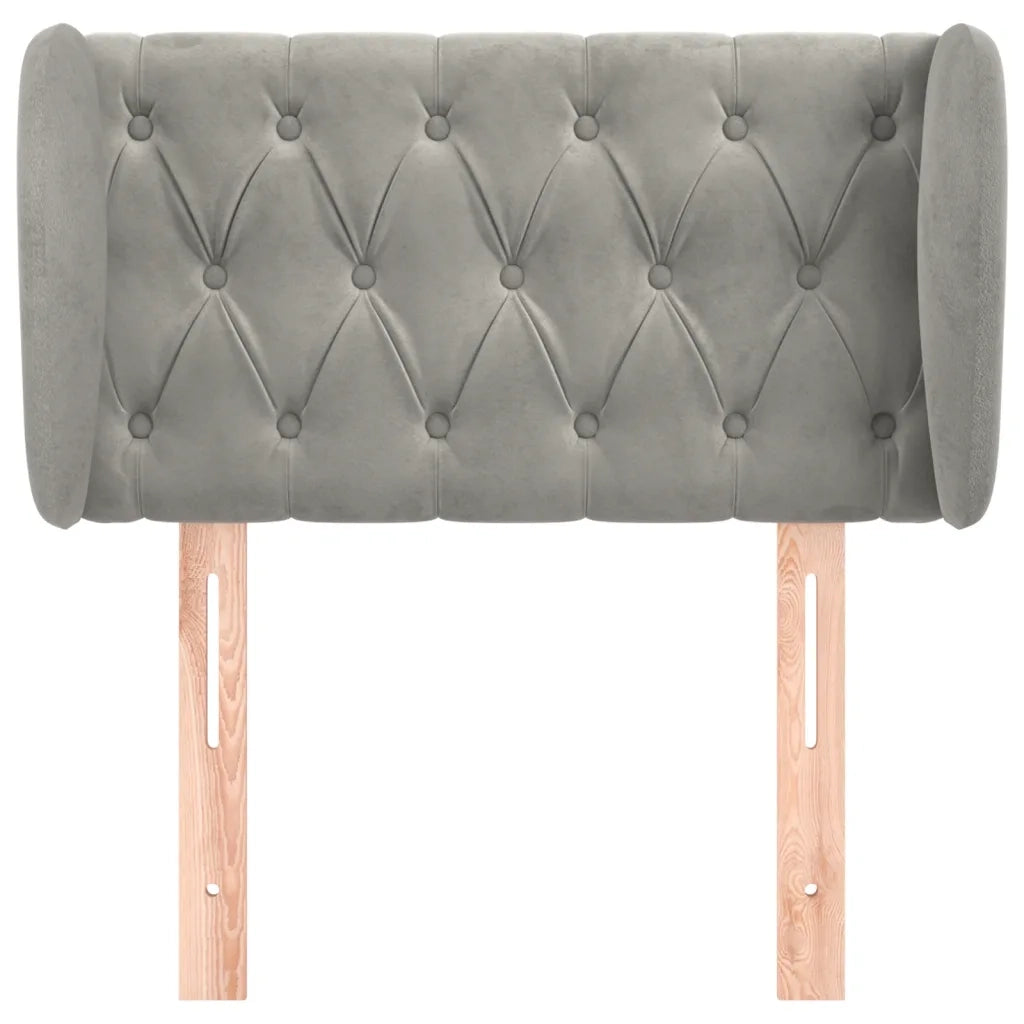 Testiera | Testata ad Orecchio Grigio Chiaro 83x23x78/88 cm in Velluto