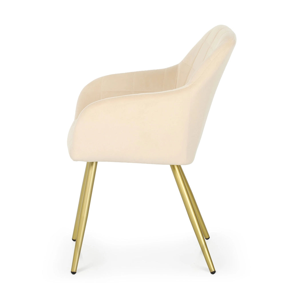 Set di 6 Sedie imbottite con cuciture quadrate LUXANO Beige gambe oro