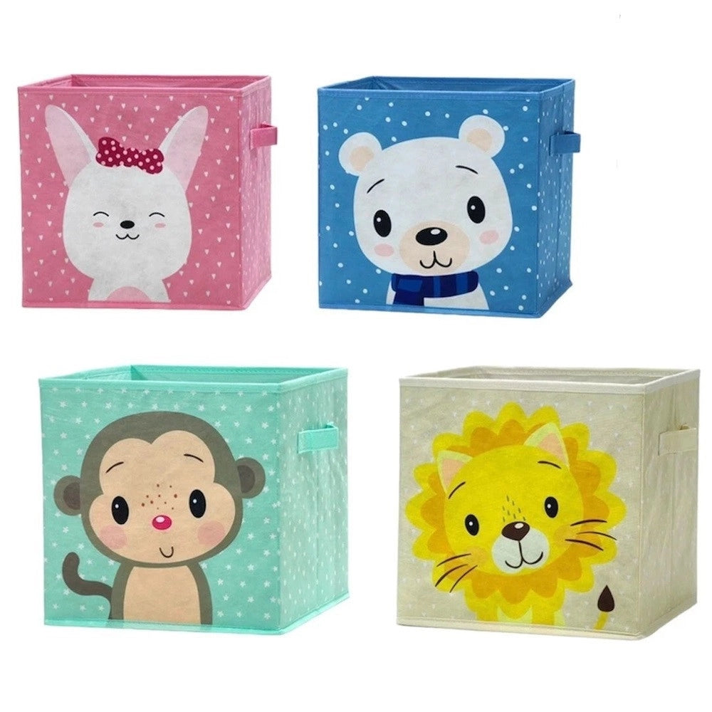 Trade Shop - Scatola Salvaspazio Cesta Portagiochi Cestini Organizer Cameretta Bambini Animali 30x30cm -