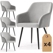 Set di 4 Sedie in velluto liscio ESTELLE Grigio gambe nere