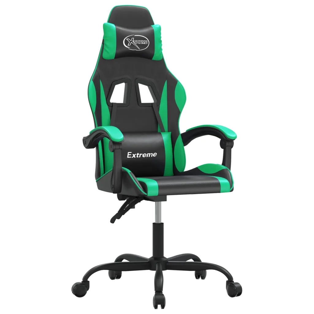 Sedia da Gaming | Sedia da e-sports Girevole Nera e Verde in Similpelle