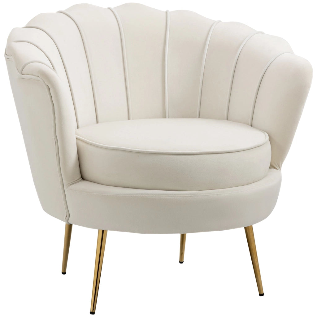 Poltrona Imbottita 179x77x77 cm in Velluto Crema