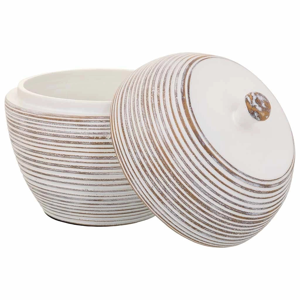 Scatola decorativa in poliresina bianca 19,5x19,5x23h cm
