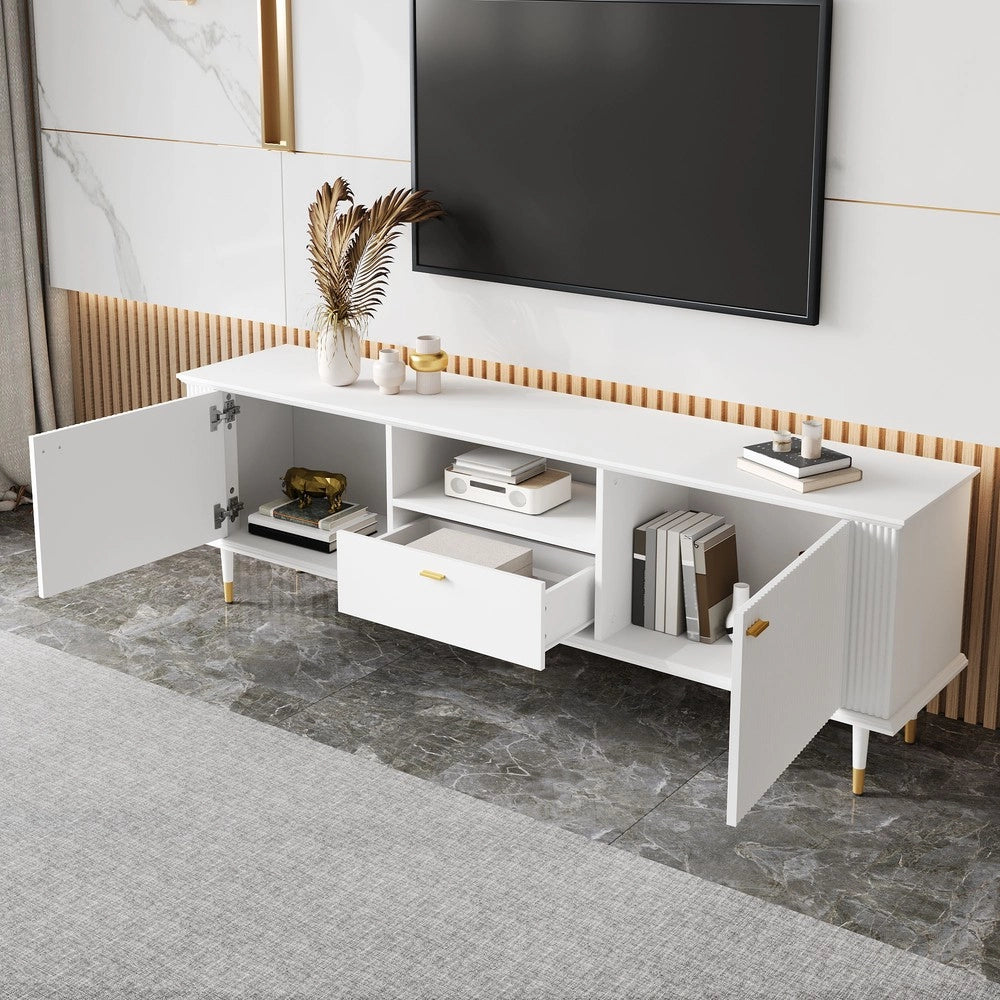Mobile TV con Cassetti e Ante ¨C MINIMAL ¨C Bianco/Nero/Legno