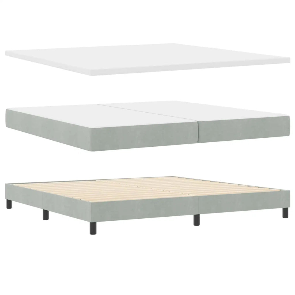 Letto a Sorgente LED con led Grigio chiaro 200 x 200 cm Velluto