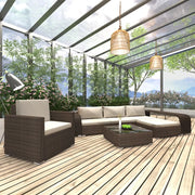 Set Divani da Giardino 8 pz con Cuscini in Polyrattan Marrone 48315