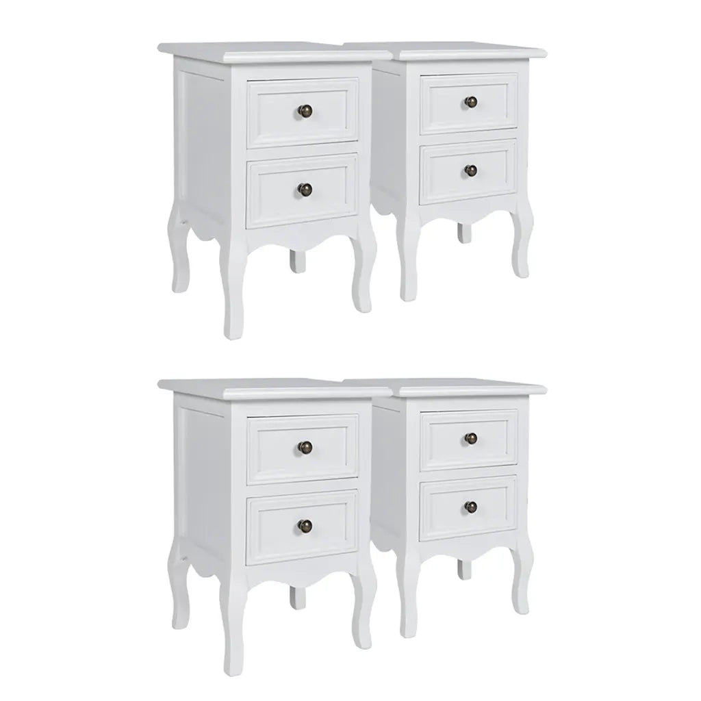 Set Comodini con 2 Cassetti 4 pz in MDF Bianchi