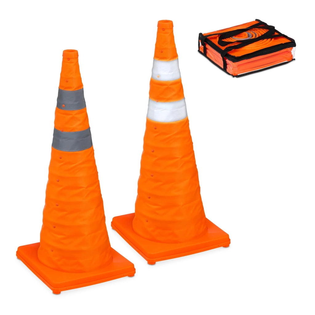Set di 2 coni di segnalazione pieghevoli visibili allenamento 70 x 29 x 29 cm in poliestere arancione 13_0016306