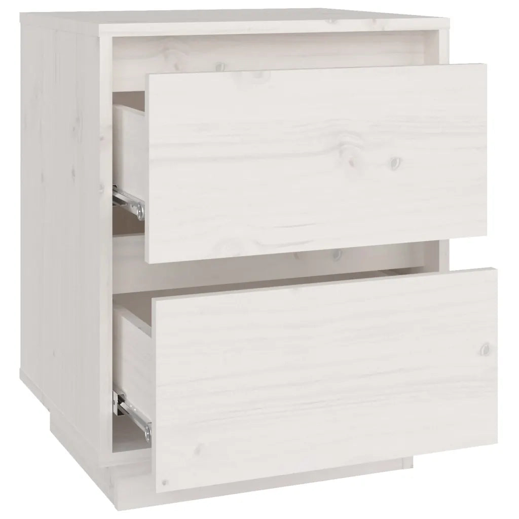 Comodini 2 pz Bianchi 40x35x50 cm in Legno Massello di Pino 813318