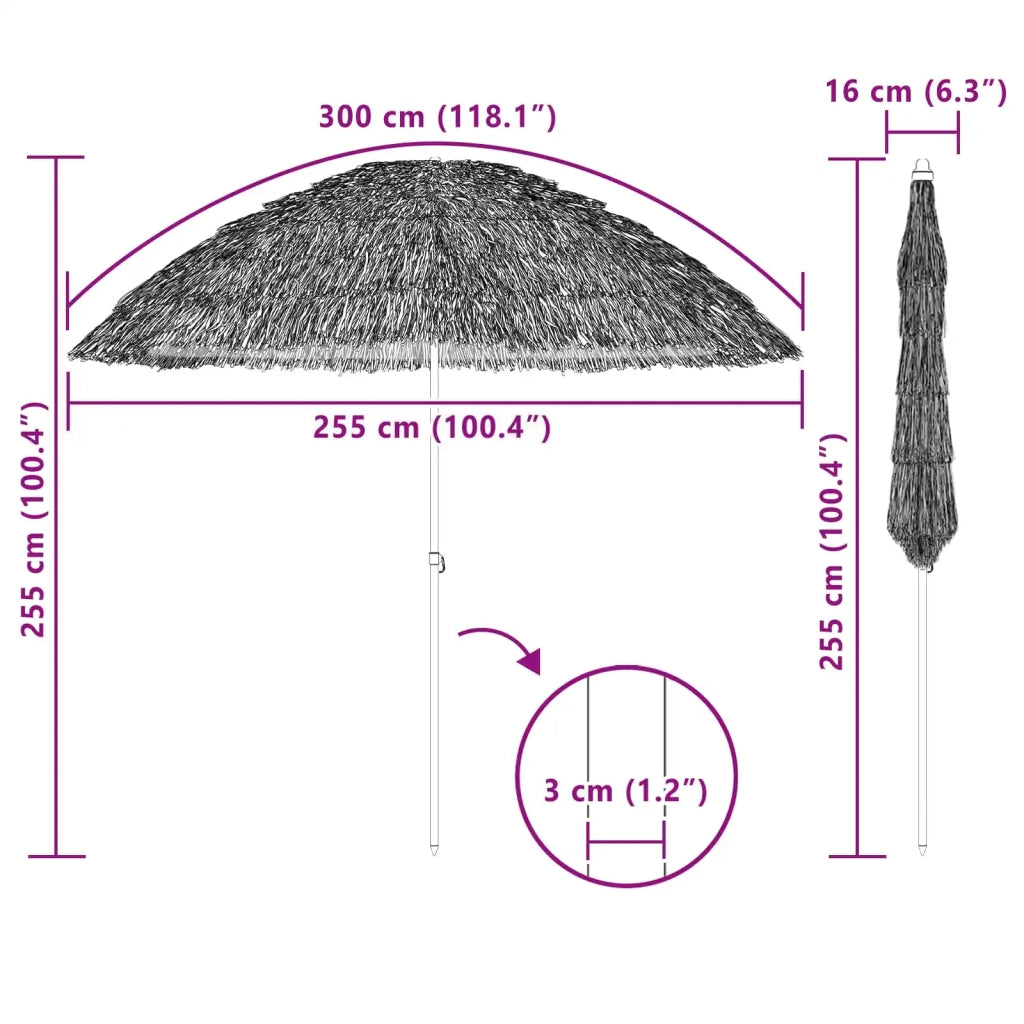 Ombrellone da Spiaggia Naturale 255 x 255 x 255 cm 42006678