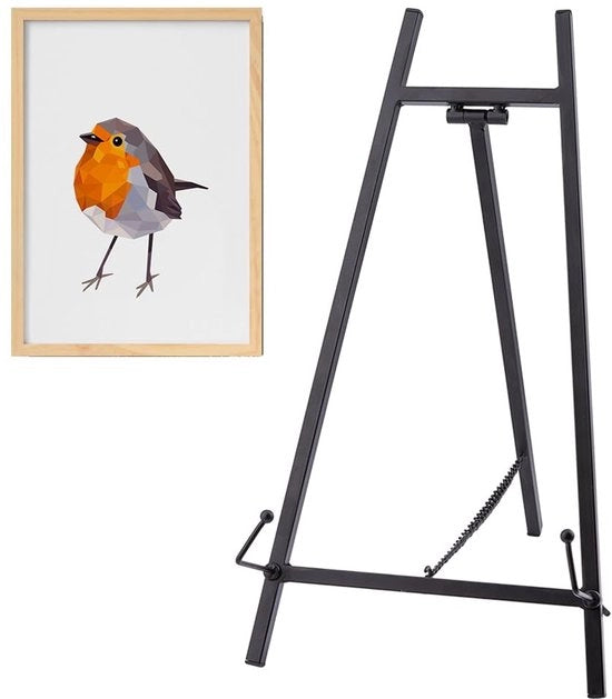 Tavolino Pieghevole - Cavalletto per Pittura - Supporto per Opere d'Arte - Nero - Portatile - 42 x 22 x 2,05 cm