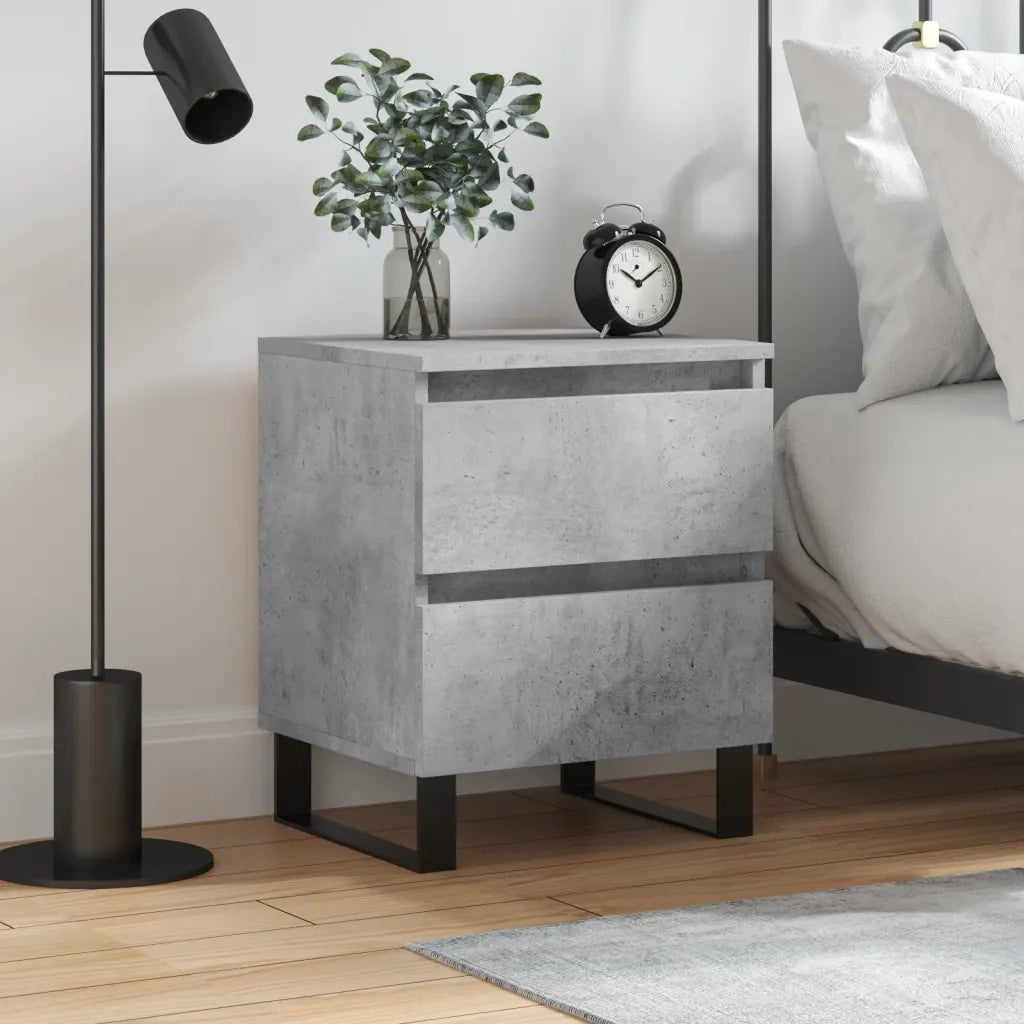 Comodino | Armadio da Notte | Mobiletto da notte Grigio Cemento 40x35x50 cm in Legno Multistrato
