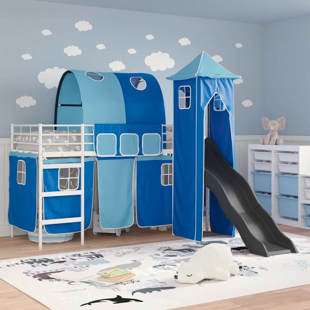 Struttura del letto loft per bambini Bianco e Blu 90 x 190 cm 42020901