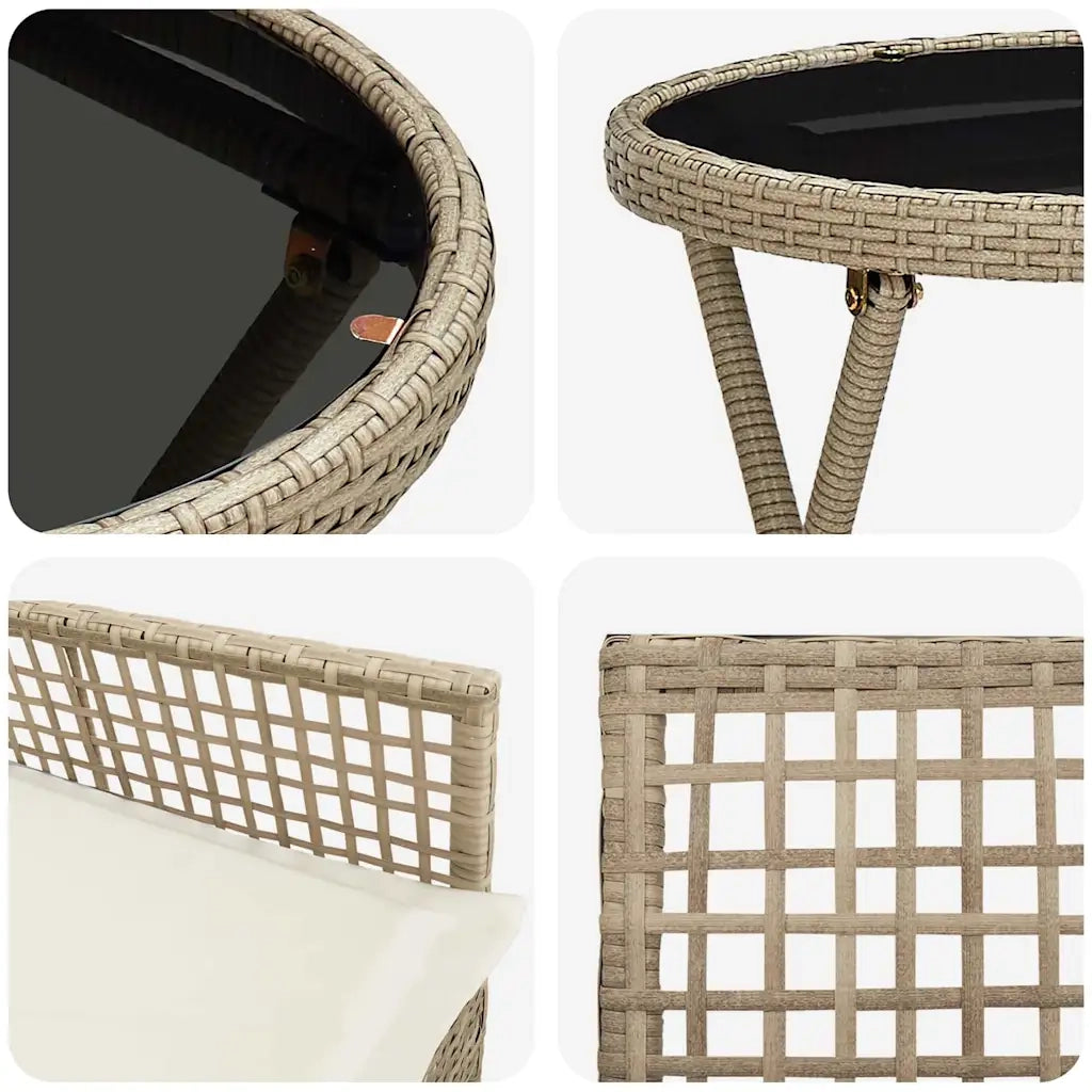 Set Bistro da Giardino 3 pz | Set Salotto da Giardino Beige polyrattan