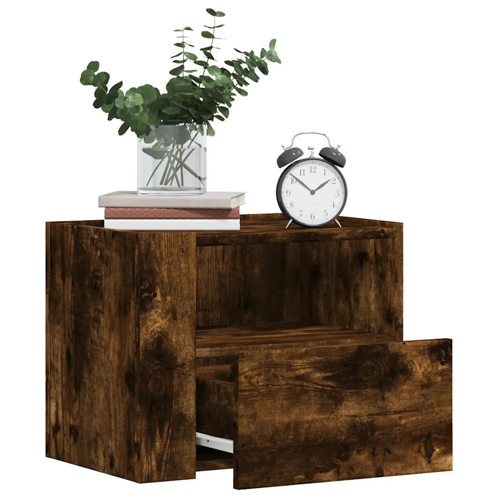 Comodini a Muro 2 pz-Set di 2 Tavolino da notte Rovere Fumo 45x30x35 cm 906308