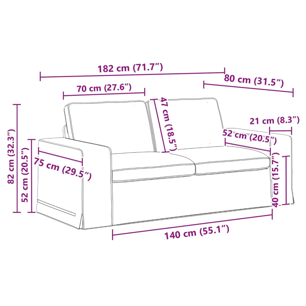 Set di divani 2 pcs Nero 182 x 80 x 82 cm Tessuto 3407546
