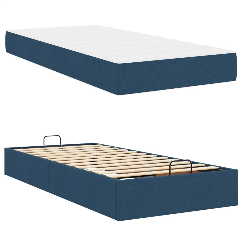 Struttura letto con materasso con materasso 2 pcs Blu Tessuto