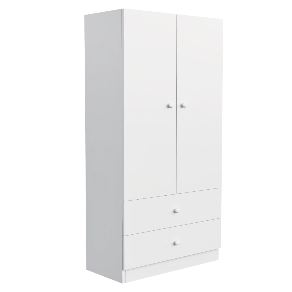 Armadio con appendiabiti e due cassetti per camera da letto o guardaroba 70 × 40 × 170 cm