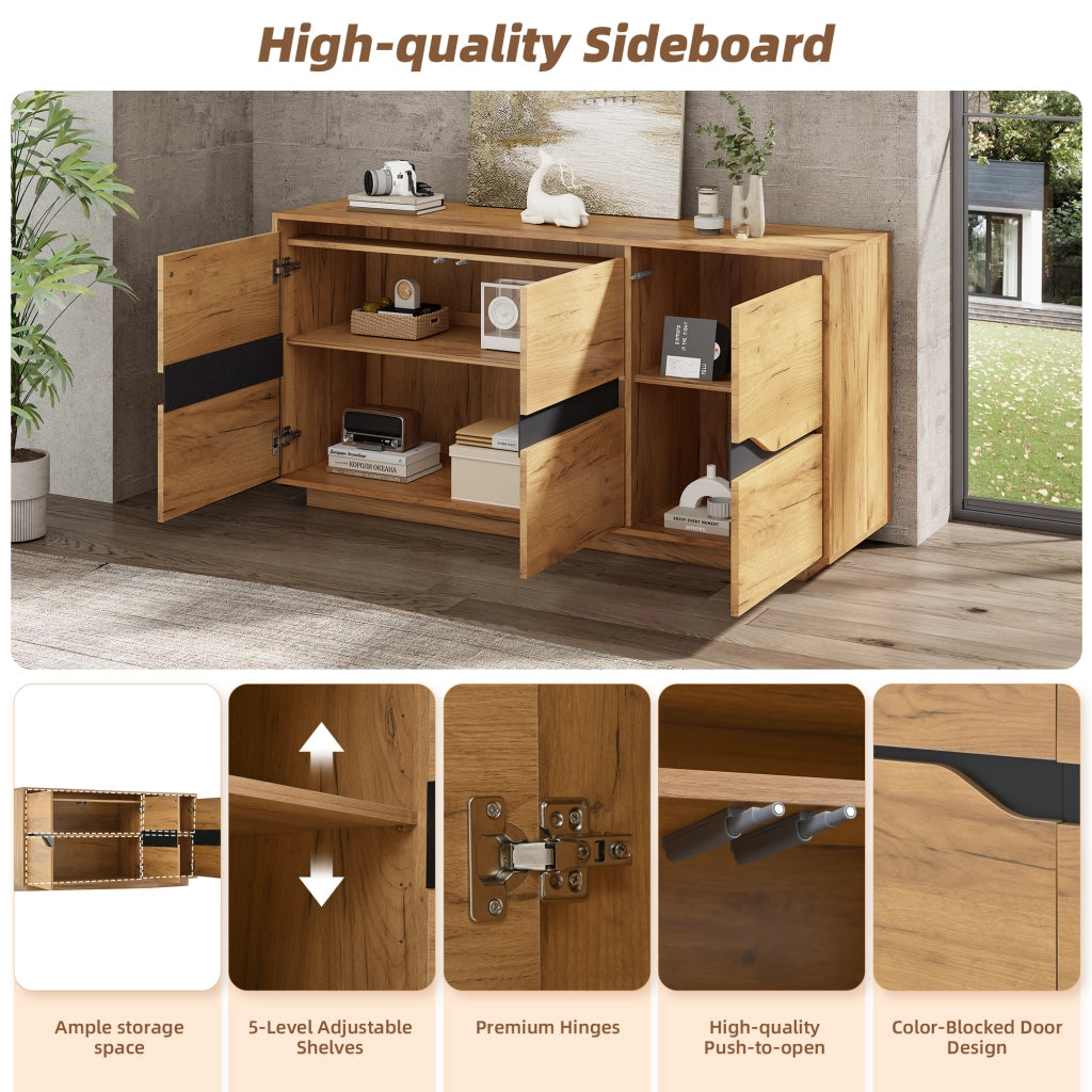 Credenza a 3 ante con divisori regolabili; chiusura ammortizzata; per soggiorno; 140 × 40 × 70 cm