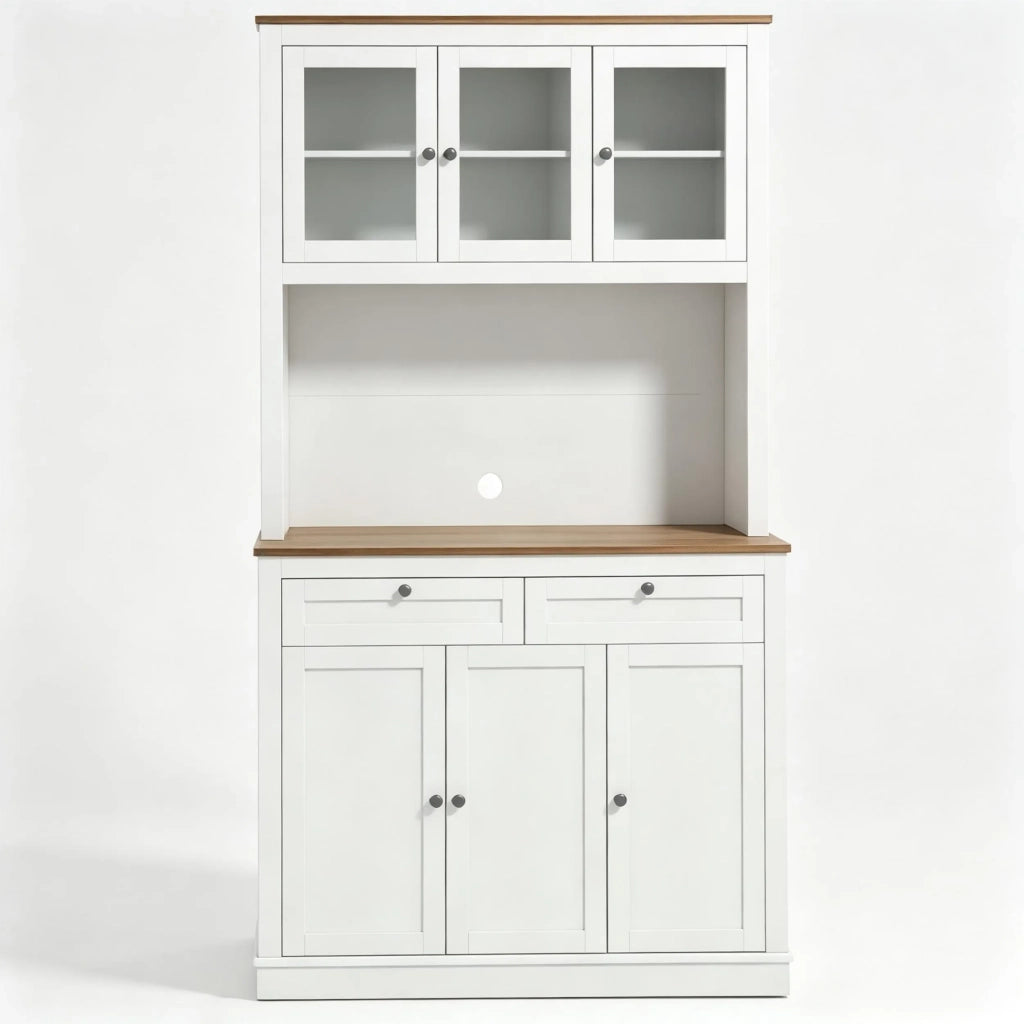 Buffet Credenza con Ripiani Aperti, Cassetti e Ampio Spazio Contenitivo, Mobile per Piatti e Cucina