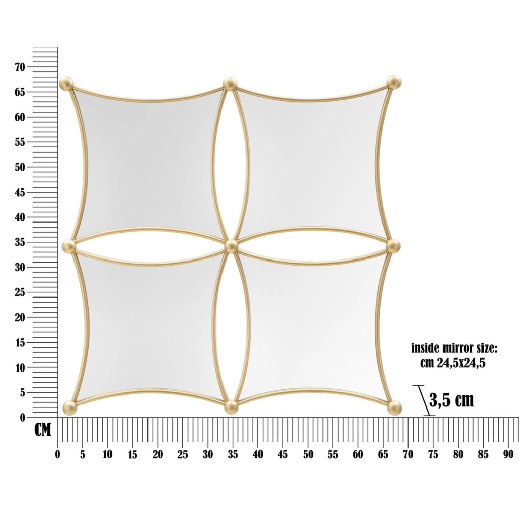 Specchio con Cornice VKH497, Oro, Metallo, 68x3,5x68 cm