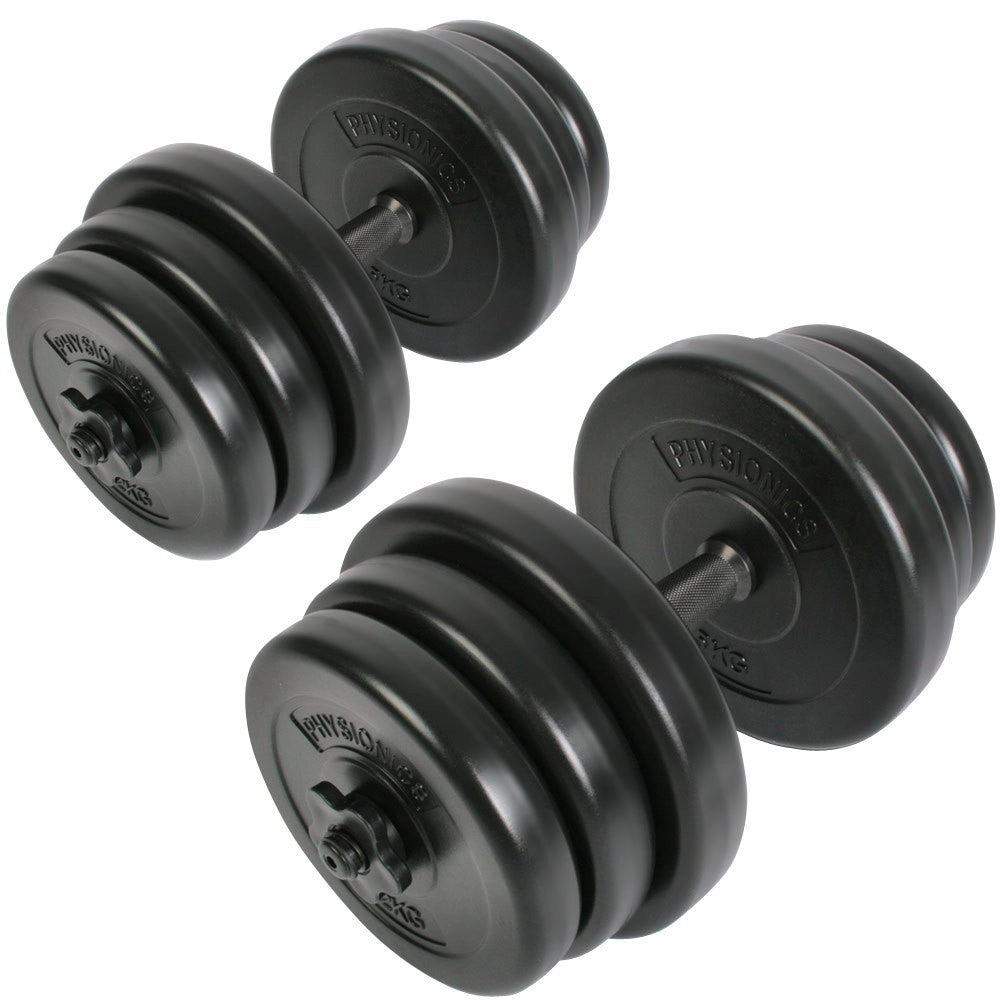 Trade Shop - Set Di Manubri Componibili Con Bilanciere Fitness Palestra Dumbbell Perfect Curl -        Kg. 30