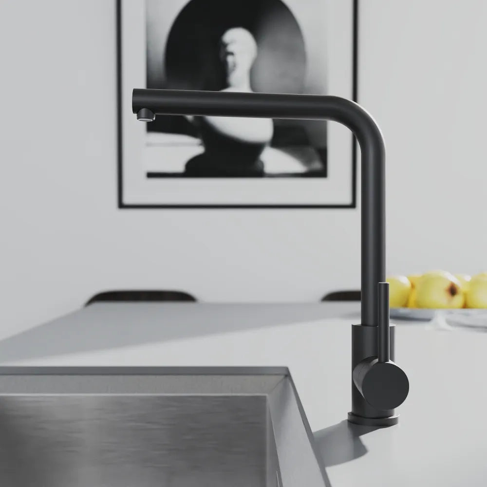 Miscelatore lavello cucina orientabile in acciaio inox nero opaco | Zenzero