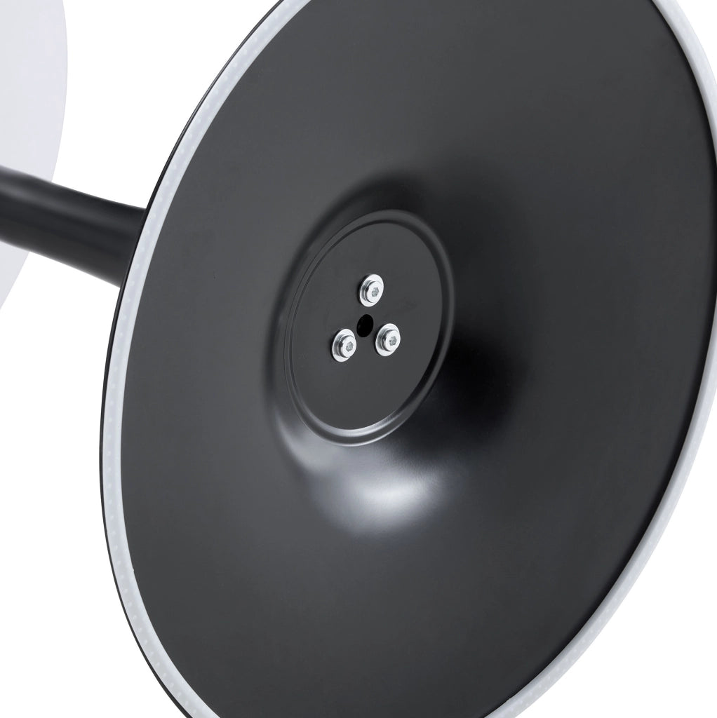 Tavolo rotondo stile Mid-Century con base centrale in MDF e metallo bianco e nero