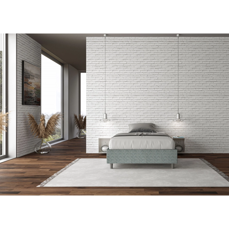 Letto Sommier imbottito 1 piazza e mezza 120x190 cm tessuto Aragona Azelia - Senza rete,Azzurro