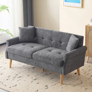 Divano dritto 2 posti con cuscini spessi e braccioli ergonomici in ciniglia grigio 162 × 74 × 77 cm