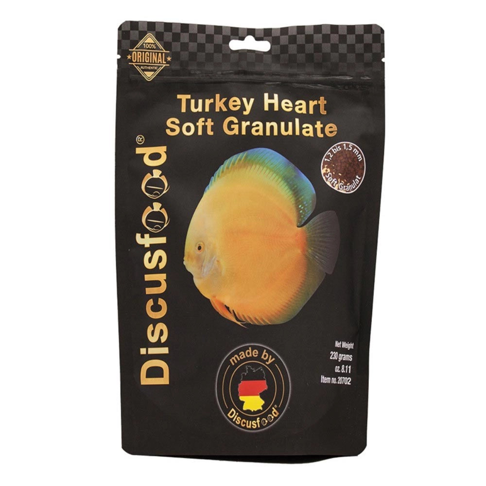 Discusfood Turkey Heart 1,5mm -  Alimentazione Premium per Discus con Cuore di Tacchino - Made in Germany Formato: 230 gr