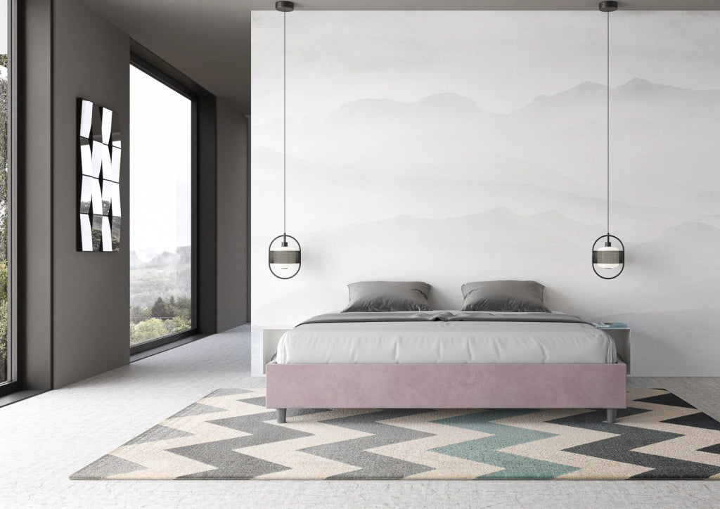 Letto Matrimoniale Extra Large Sommier 190x200 cm con Rete Azelia Glicine