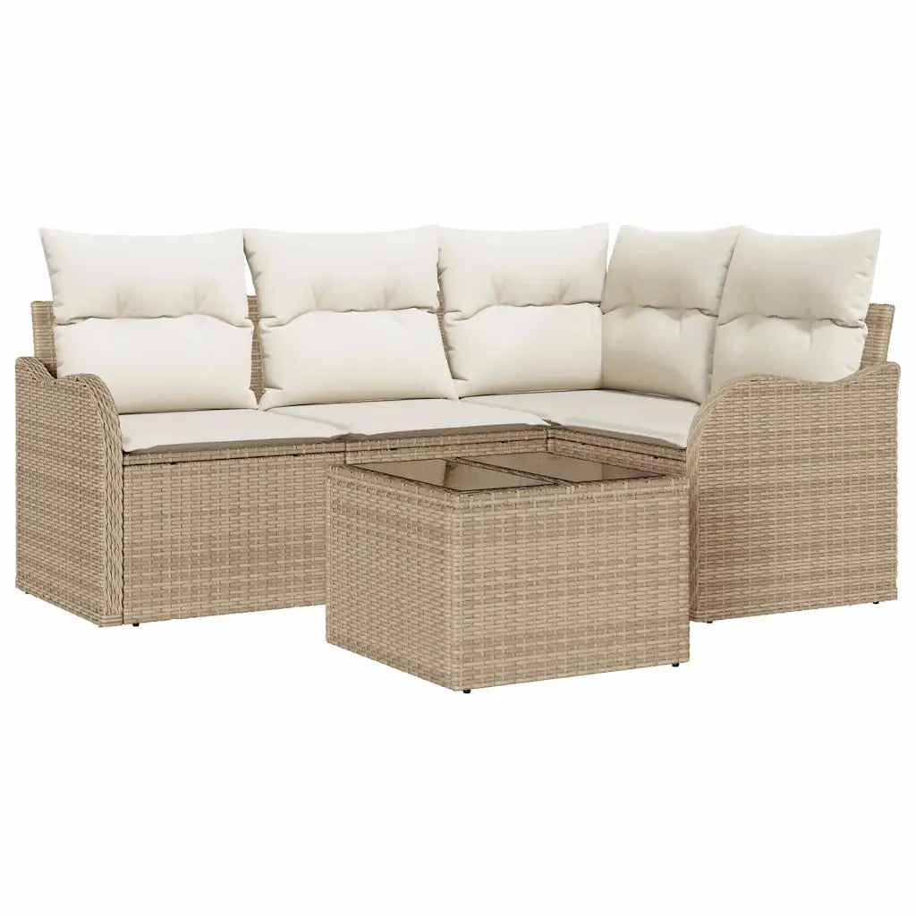 Set Divano da Giardino 5 pcs Marrone polyrattan
