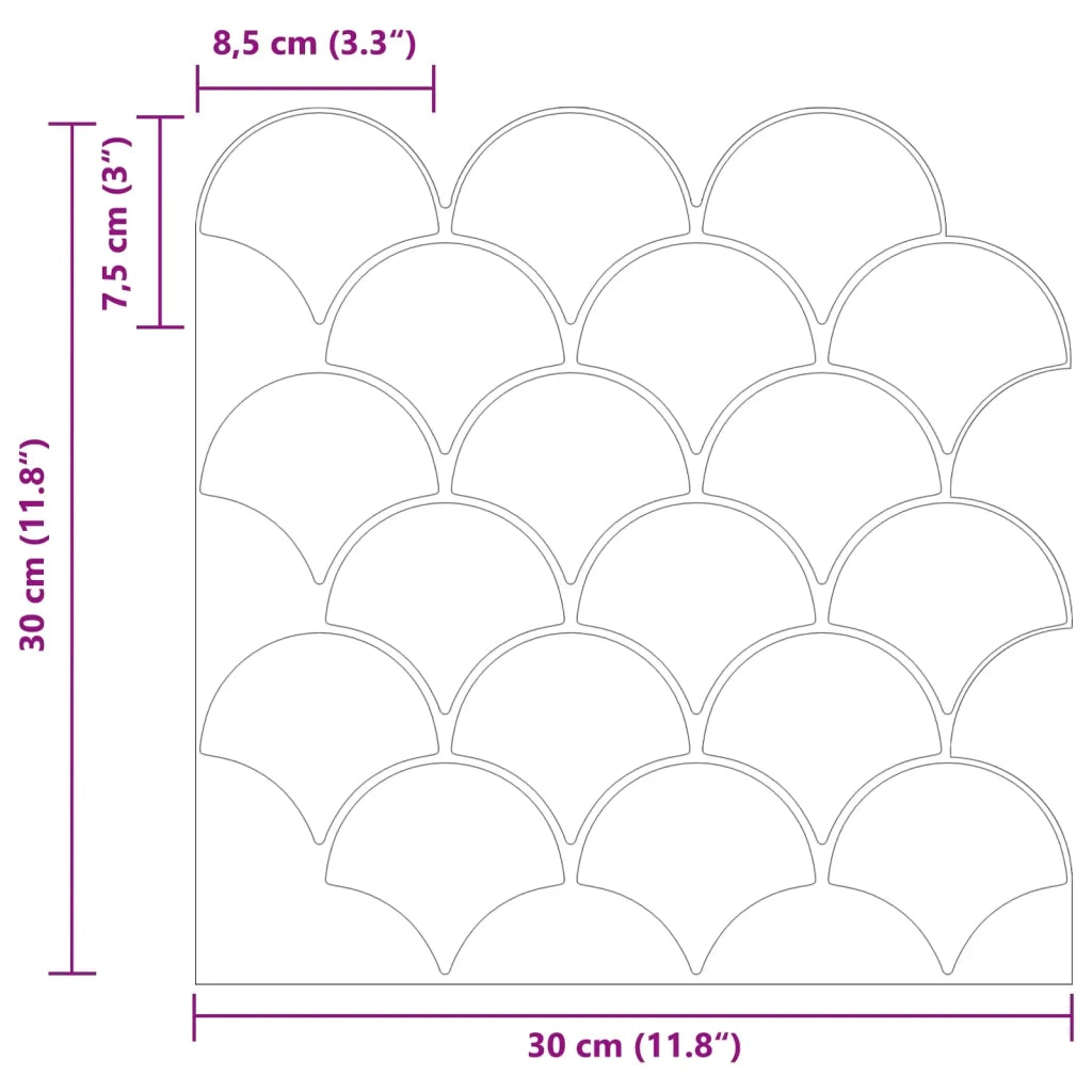 Piastrella a scaglie di pesce 10 pcs Bianco 30 x 30 cm 42046213
