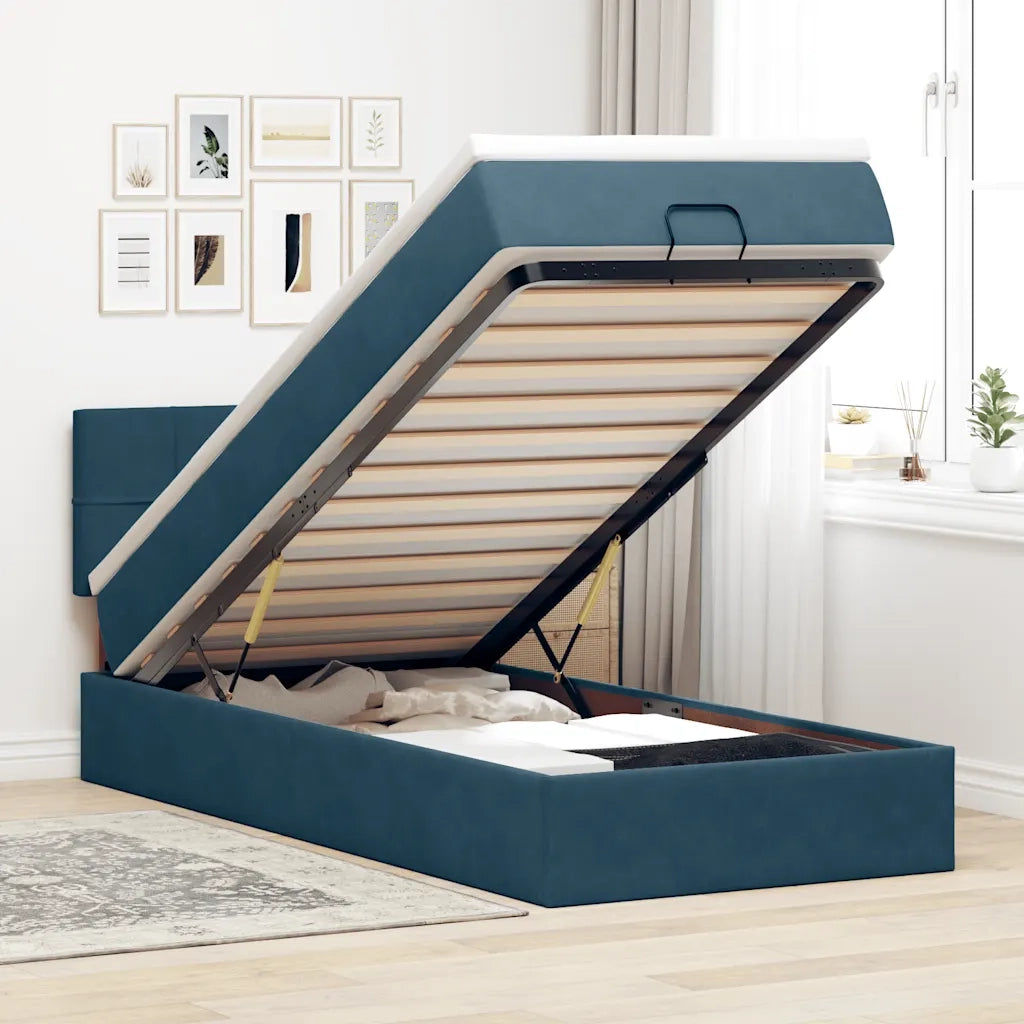 Struttura Letto Pouf con Materasso 80x200 cm Velluto