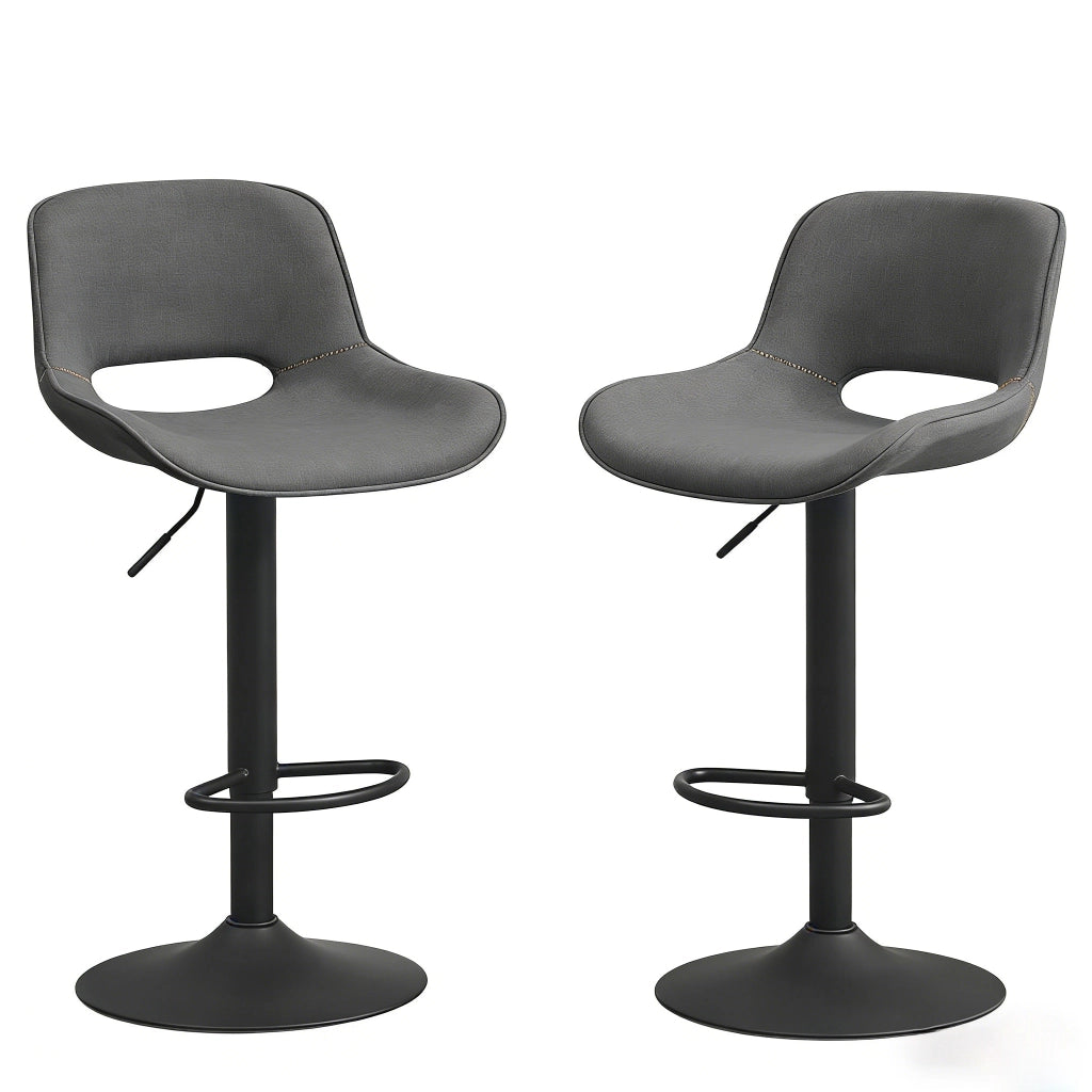 SGABELLO Bar girevole regolabile in lino grigio e metallo Set da 2 pezzi