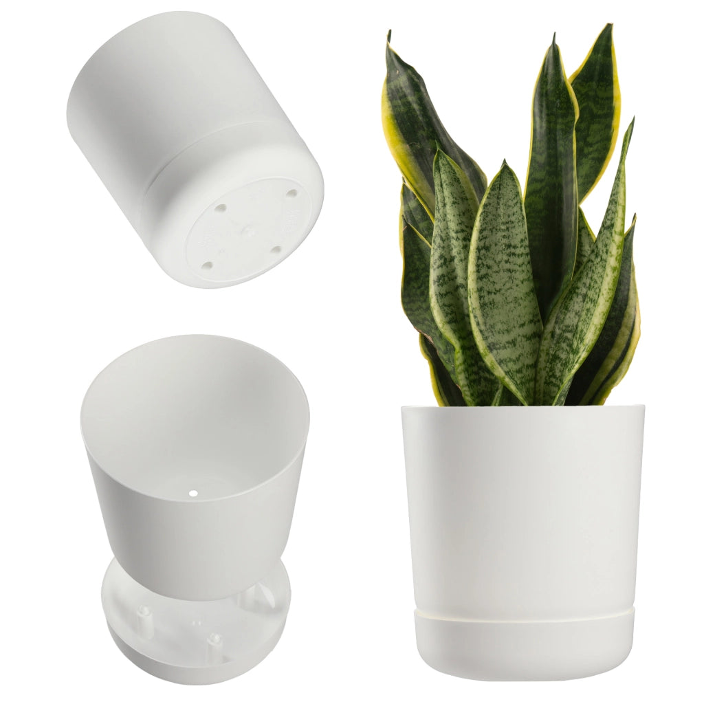 Vaso da fiori KADAX con supporto, coperchio, ciotola rotonda, 17 cm, bianco opaco