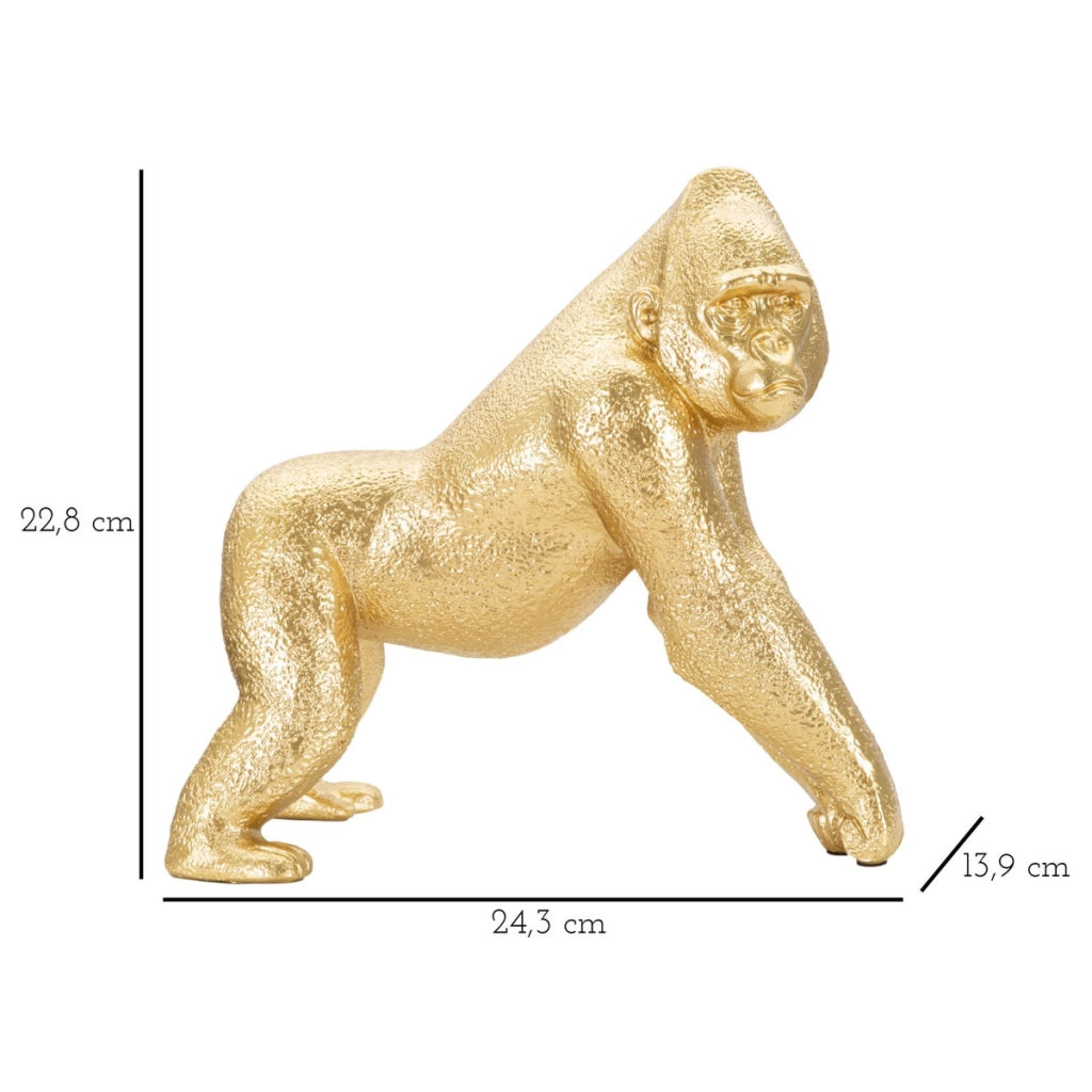 Scultura Gorilla 3, Oro, Poliresina, 24,3x13,9x22,8 cm